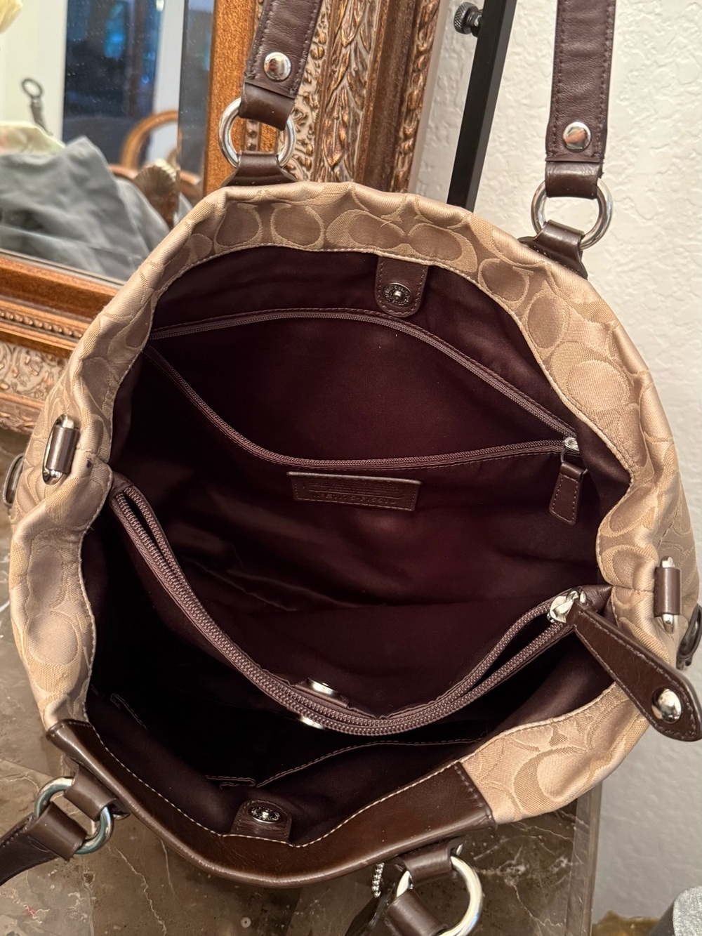 Coach Y2K Ashley Carryall Shoulder Bag Brown F15510 Coach Logo Leather Canvas - Picture 9 of 17